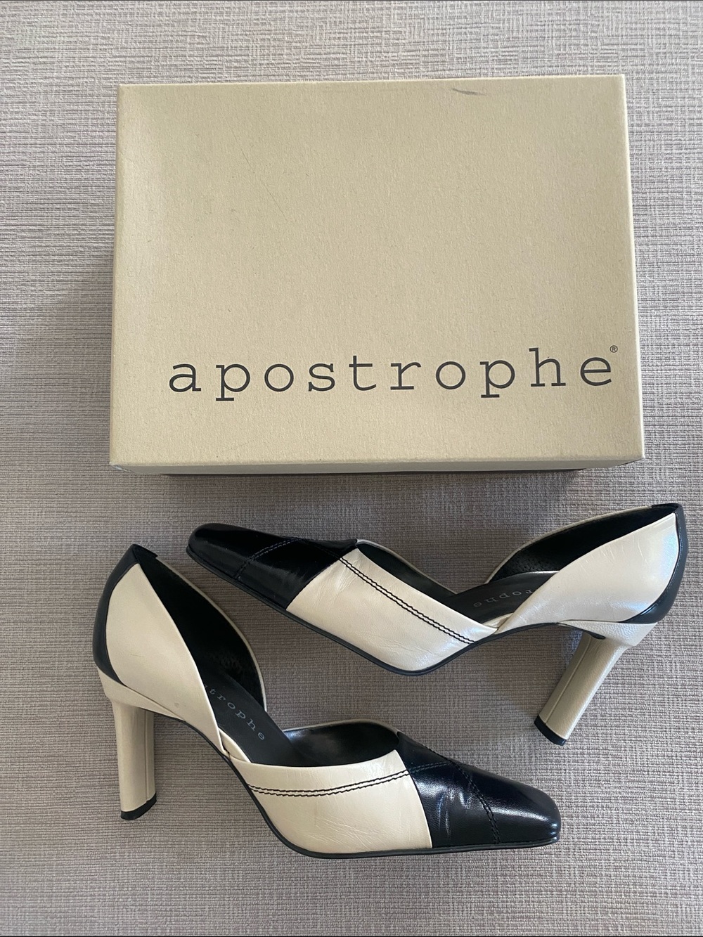 Apostrophe Black and White Two-Tone Pointed-Toe Pumps